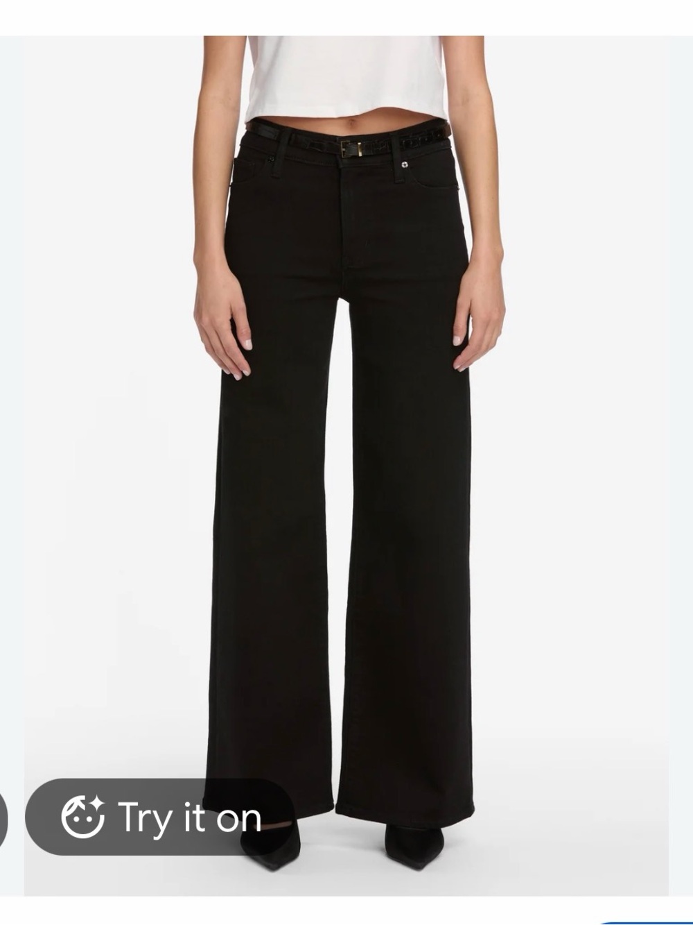 Frame Le Pixie Palazzo 27 Denim High-Rise Wide-Leg Black Pants
